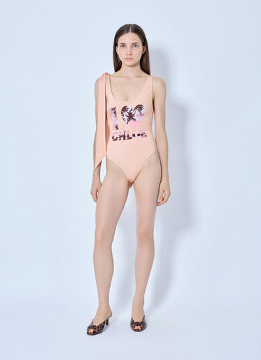 LN-CC® - Chloé: Tie-Strap One-Piece Logo Swimsuit - Pink Chloé Tie-Strap One-Piece Logo Swimsuit Pink chl0265002