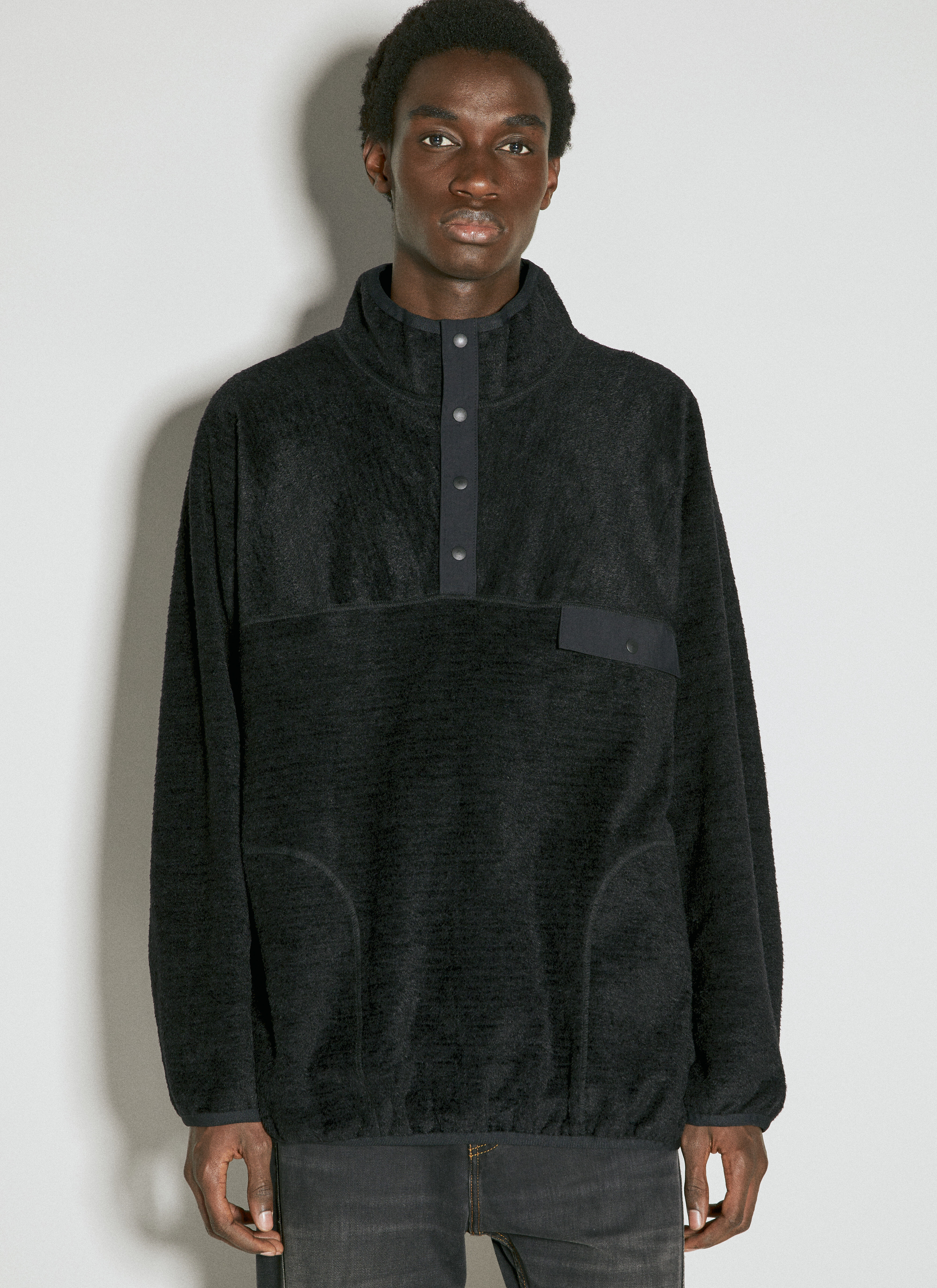 Comme des Garçons Homme Half-Button Sweatshirt Black cdh0156013
