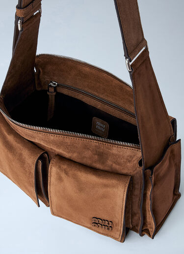 LN-CC® - Miu Miu: Utilitaire Suede Shoulder Bag - Brown Miu Miu Utilitaire Suede Shoulder Bag Brown miu0164041