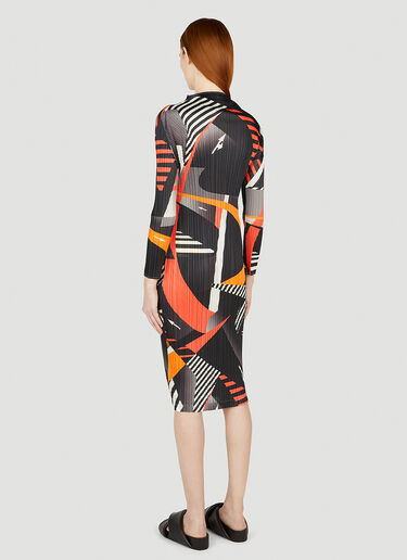 Pleats Please Issey Miyake 图案印花中长连衣裙 黑色 plp0252006