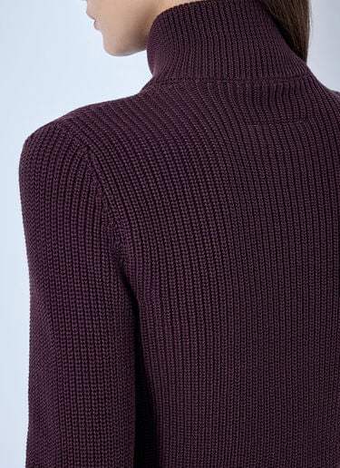 LN-CC® - MM6 Maison Margiela: Ribbed Zip-Up Knit Cardigan - Purple MM6 Maison Margiela Ribbed Zip-Up Knit Cardigan Purple mmm0265001