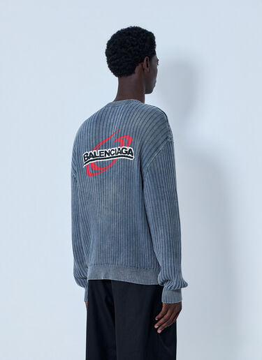Balenciaga Ribbed Knit Sweater Light Blue bal0164003