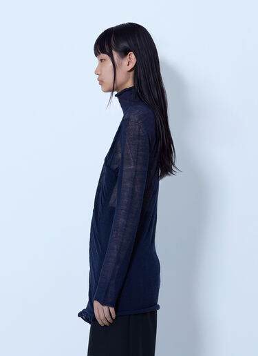 LN-CC® - Issey Miyake: Sheer Turtleneck Sweater - Blue Issey Miyake Sheer Turtleneck Sweater Blue ism0265009