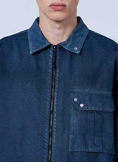 LN-CC® - Stone Island: Zip-Front Overshirt with Patch Pocket - Blue Stone Island Zip-Front Overshirt with Patch Pocket Blue sto0165103