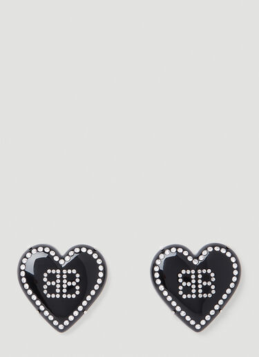 Balenciaga Heart Logo Earrings Black bal0253099