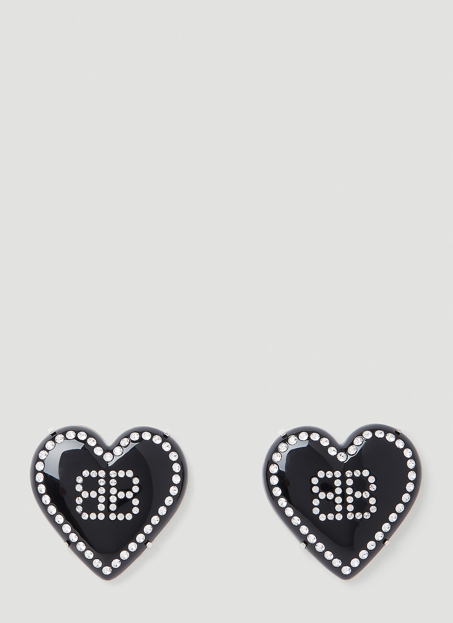 Balenciaga Heart Logo Earrings In Black