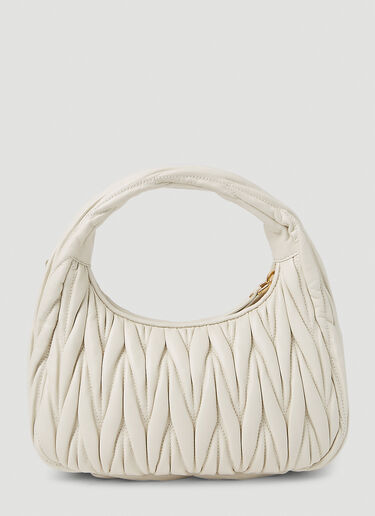 Miu Miu Matelassé Logo Plaque Handbag White miu0251022