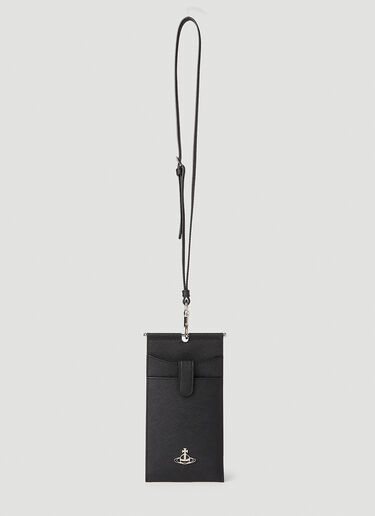 Vivienne Westwood Orb Plaque Passport Holder Lanyard Black vvw0152042