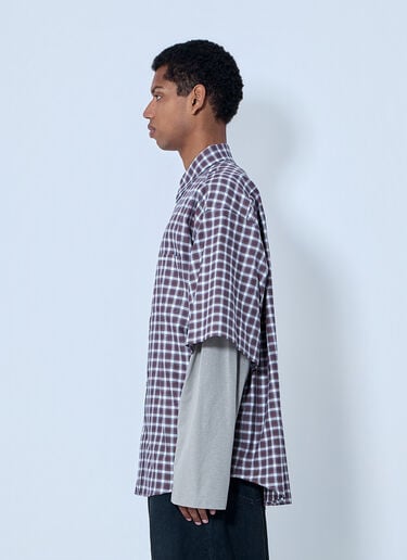 Balenciaga Layered Check Shirt Red bal0164004