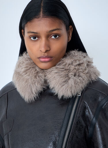 Acne Studios Leather Shearling Jacket Grey acn0263002