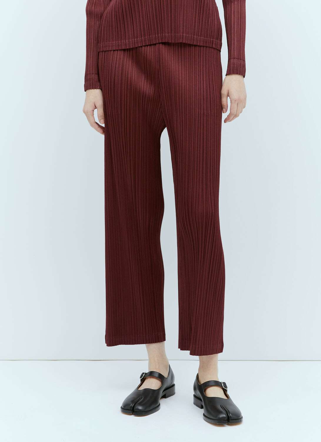 Shop Issey Miyake Monthly Colors: October Pleated Pants In Burgundy