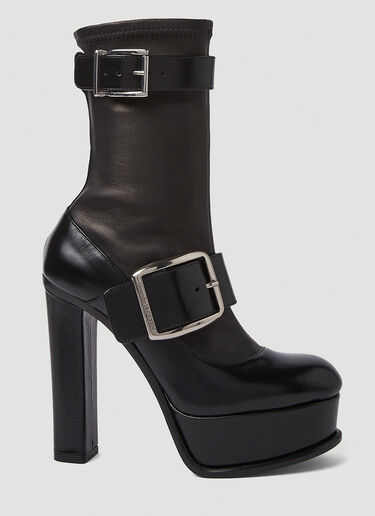 Alexander McQueen Boxcar Buckle Heeled Boots Black amq0250060