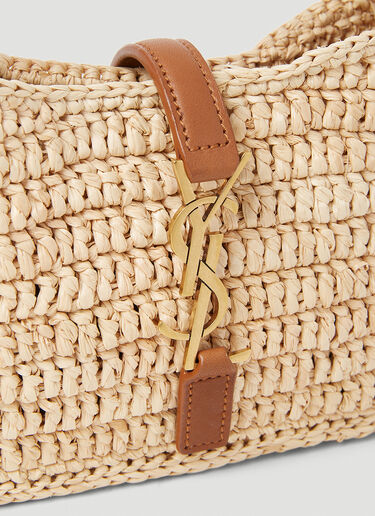 Le 5 A 7 Mini Raffia Shoulder Bag in Beige - Saint Laurent