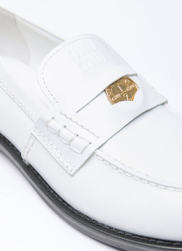 Miu Miu Leather Penny Loafers White miu0254083