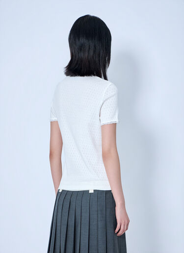 Miu Miu Lace-Trim Logo-Patch T-shirt White miu0265016