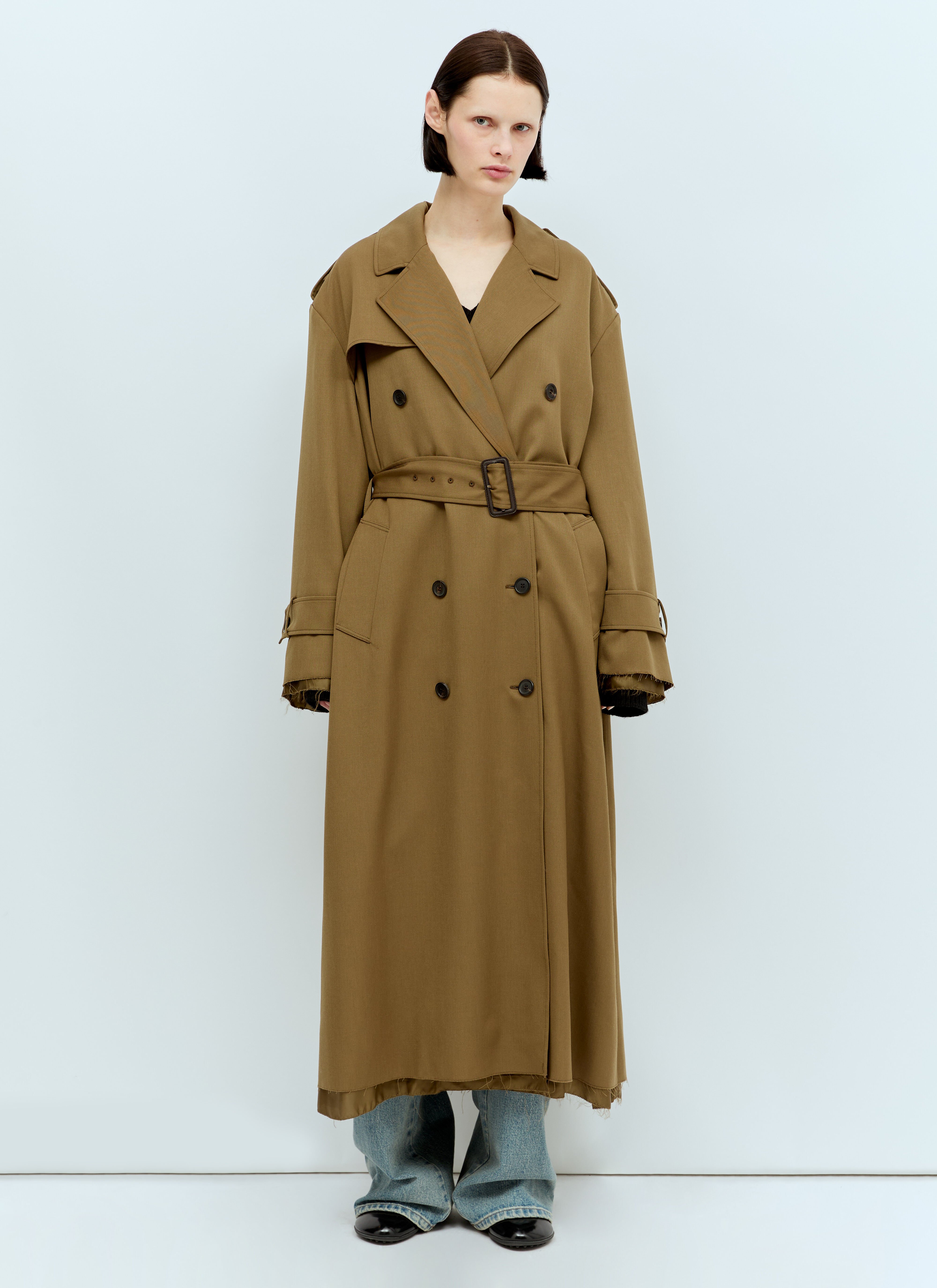 The Row Double-Breasted Gabardine Trench Coat Beige row0256001