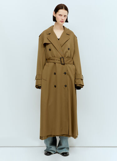 Miu Miu Double-Breasted Gabardine Trench Coat Khaki miu0256082