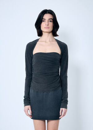 JW Anderson Ruched Square Neck Top Brown jwa0260006