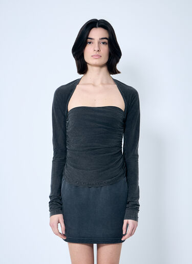 Alexander Wang Ruched Square Neck Top Grey awg0258004