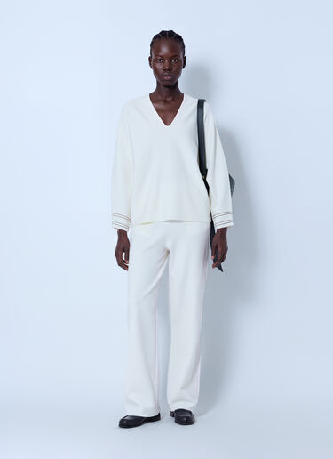 LN-CC® - Max Mara: Wide-Leg Tailored Trousers - White Max Mara Wide-Leg Tailored Trousers White max0266021