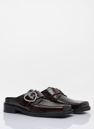 Martine Rose Square Toe Buckle Mules Brown mtr0158019
