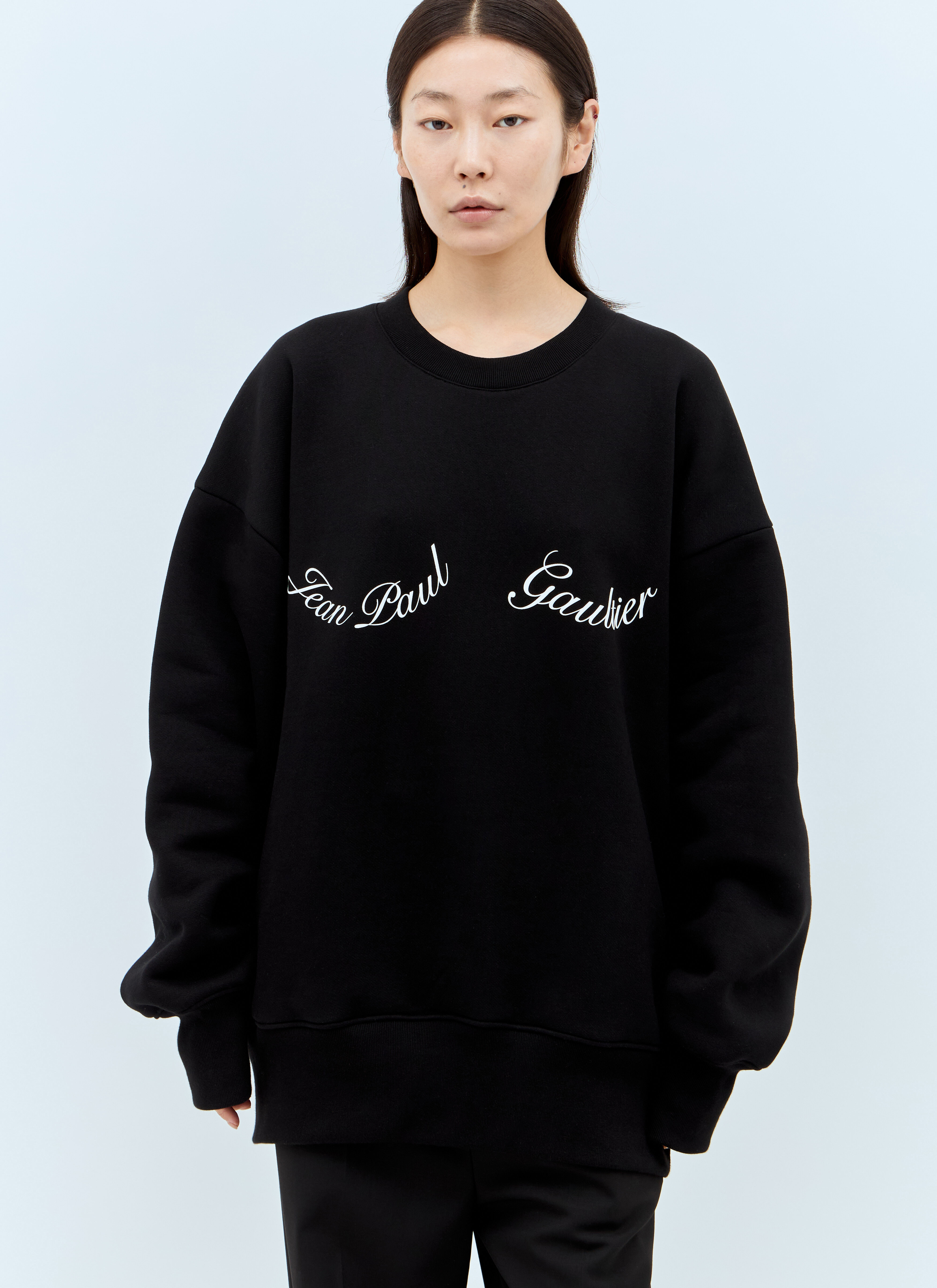 Jean Paul Gaultier Women s Logo Print Sweatshirt in Black LN CC