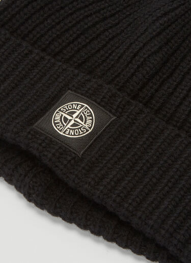 Stone Island Wool-Knit Beanie Hat Black sto0142065