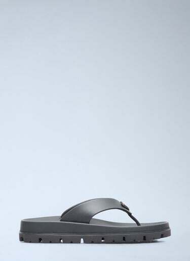 Prada Logo Plaque Slides Black pra0256026