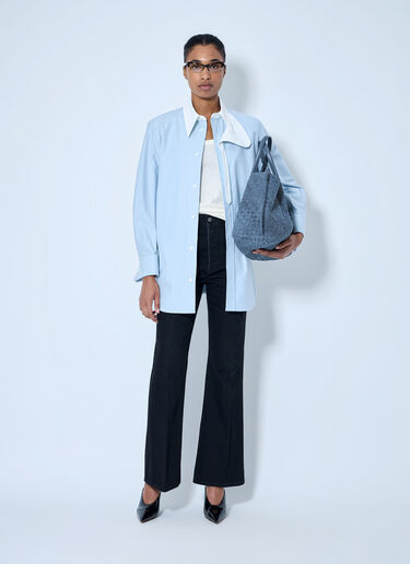 LN-CC® - Bottega Veneta: Asymmetrical Collar Long-Sleeve Shirt - Blue Bottega Veneta Asymmetrical Collar Long-Sleeve Shirt Blue bov0264049