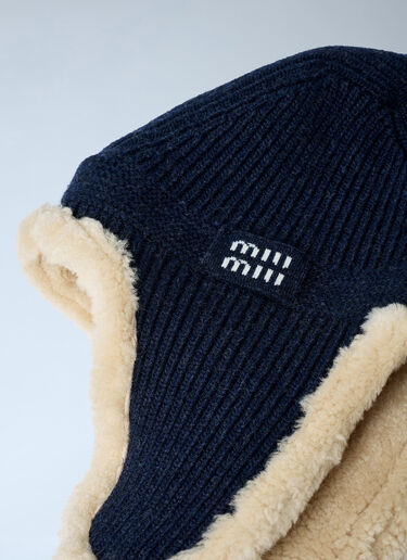 Miu Miu Logo Motif Trapper Hat Blue miu0262006
