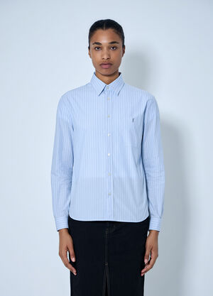 Saint Laurent Striped Cotton Poplin Shirt Light Blue sla0263026