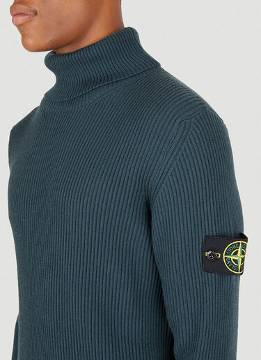 Stone Island Roll Neck Compass Patch Sweater Blue sto0150061