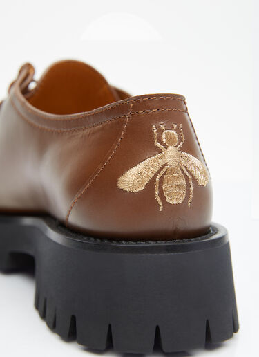 Gucci Bee Leather Lace-Up Shoes Brown guc0255063