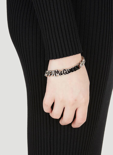 Alexander McQueen Graffiti Logo Curb Chain Bracelet Black amq0147096