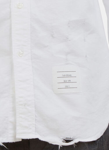 Thom Browne Phase 3 Distressed Rounded Collar Oxford Shirt White thb0126009
