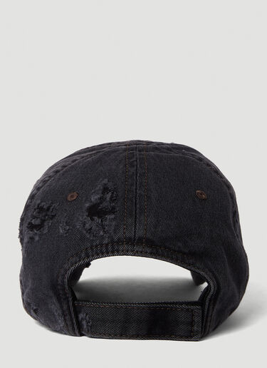 Balenciaga Distressed Denim Baseball Cap Black bal0250038