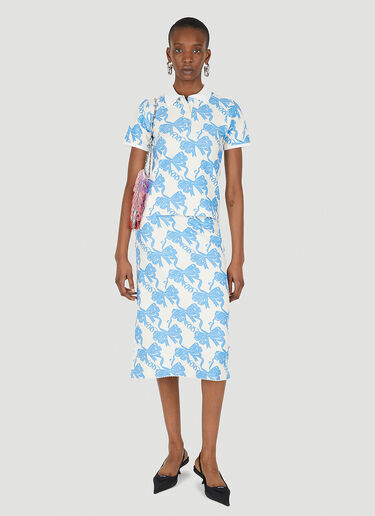 Maisie Wilen Au Fait Ribbon Print Polo Shirt Blue mwn0247012