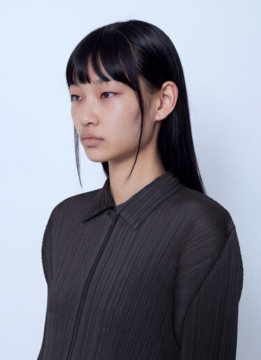 LN-CC® - Pleats Please Issey Miyake: August Pleated Jacket - Brown Pleats Please Issey Miyake August Pleated Jacket Brown plp0266018