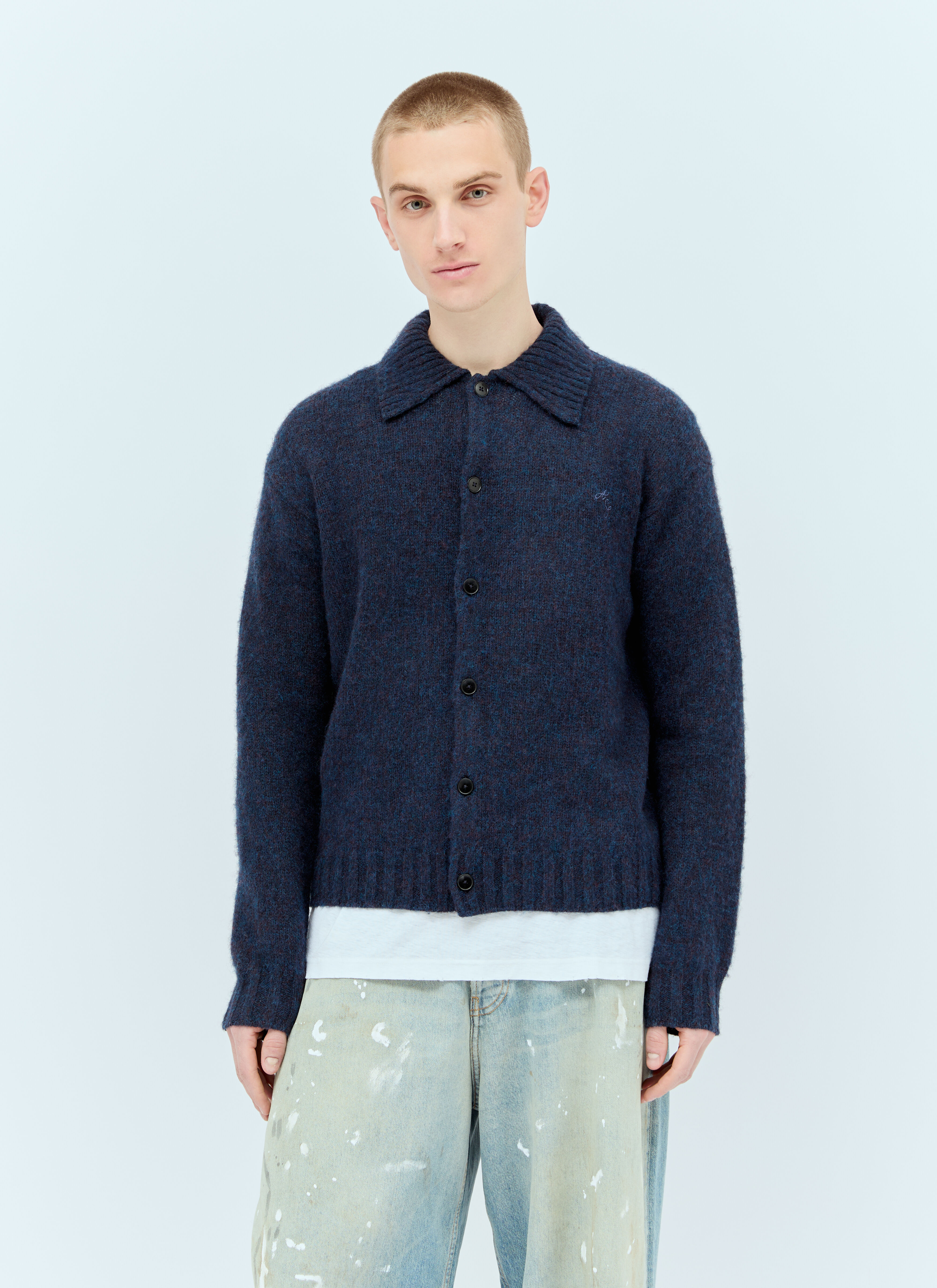 Acne Studios Men's' Polo Wool Cardigan in Blue | LN-CC®