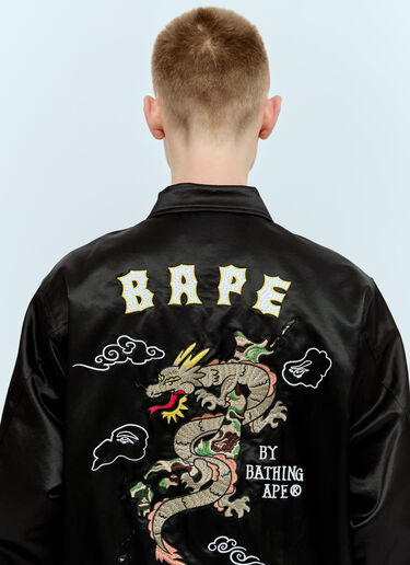 A BATHING APE® Souvenir Satin Jacket Black aba0156011