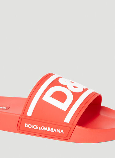 Dolce & Gabbana Logo Pool Slides Red dol0153007