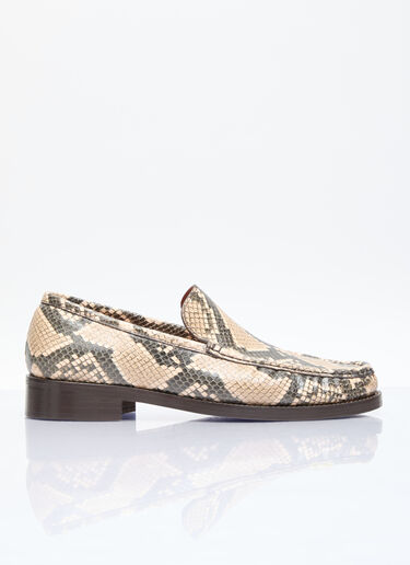 Acne Studios Snake-Embossed Loafers Beige acn0155039