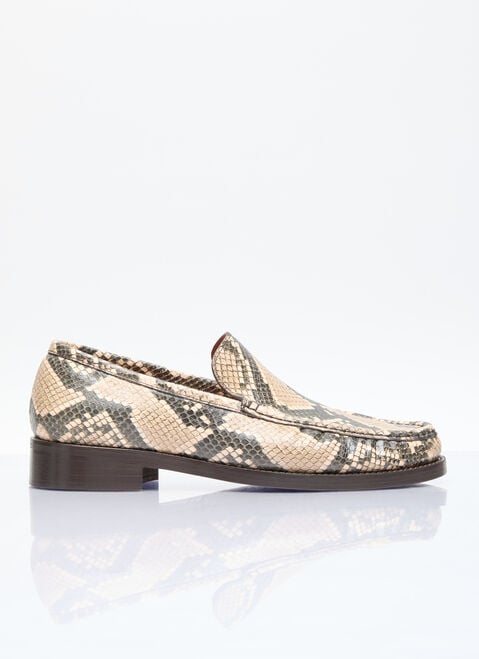 Gucci Snake-Embossed Loafers Beige guc0154024