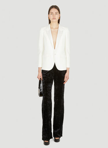 Saint Laurent Single Breasted Blazer White sla0251044