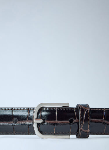 Toteme Slim Croco-Embossed Belt Black tot0265071