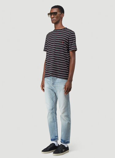 Saint Laurent Striped T-Shirt Black sla0141015