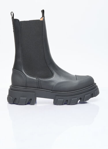 GANNI Cleated Mid Chelsea Boots Black gan0255095