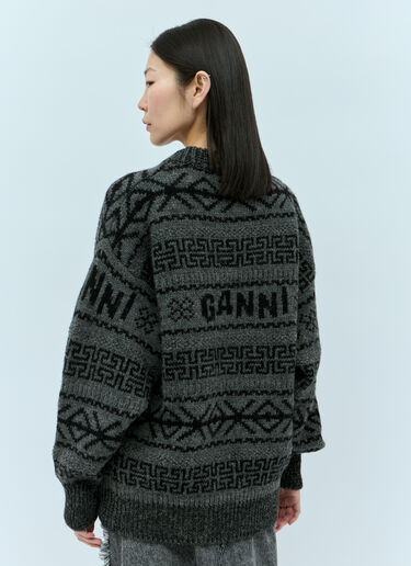 GANNI Logo Jacquard Wool Sweater Black gan0254038