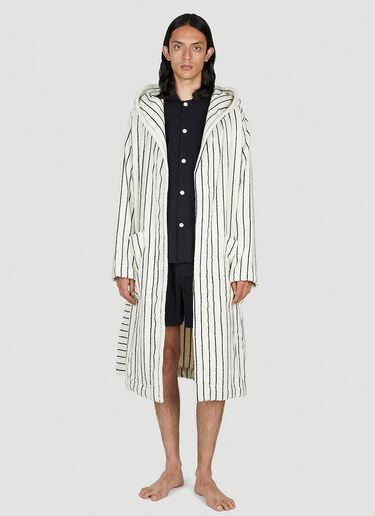 Tekla Striped Hooded Bath Robe White tek0353009