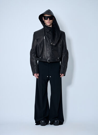 Rick Owens Hooded Leather Jacket Black ric0160009